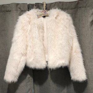 Rachel Zoe Winter White Faux Fur Teddy Jacket with side pockets Size S